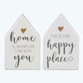 Youngs Ceramic Wedding House-Shaped Sign, Assorted Color - 2 Piece 21672